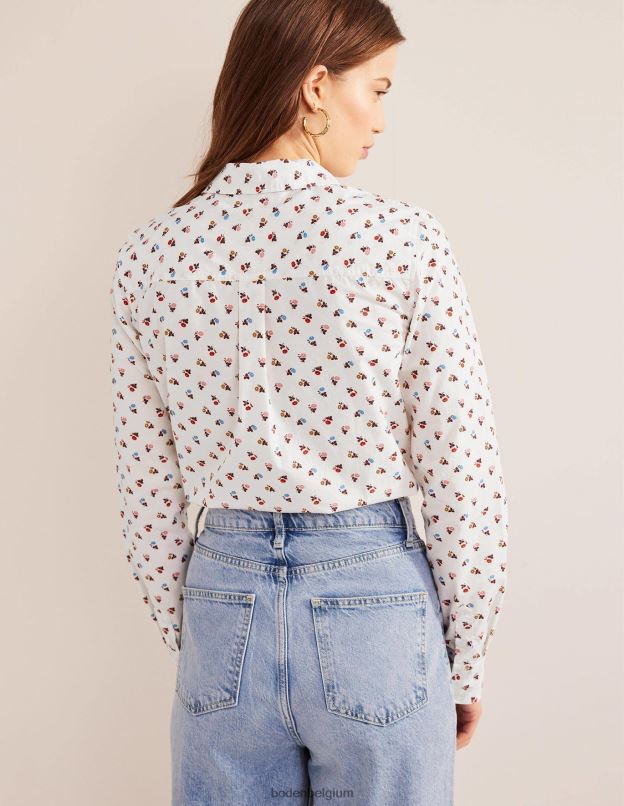 femmes Boden ivoire et marguerite douce chemise droite en coton vêtements Z42D02252