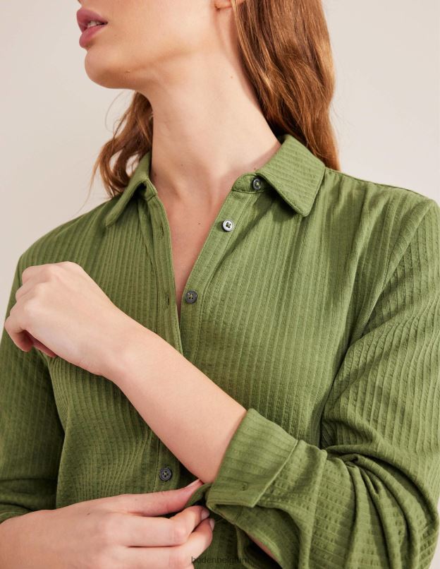 femmes Boden kaki délavé chemise en jersey texturé vêtements Z42D01412