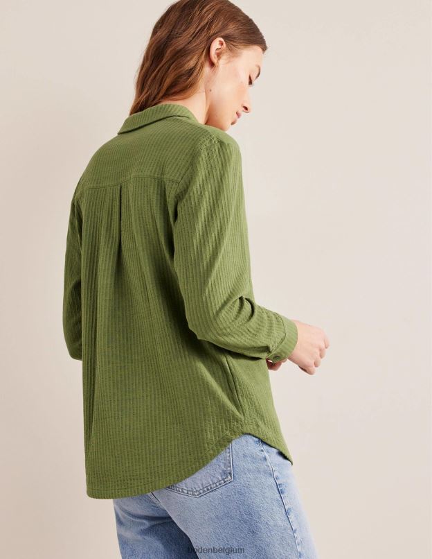 femmes Boden kaki délavé chemise en jersey texturé vêtements Z42D01412