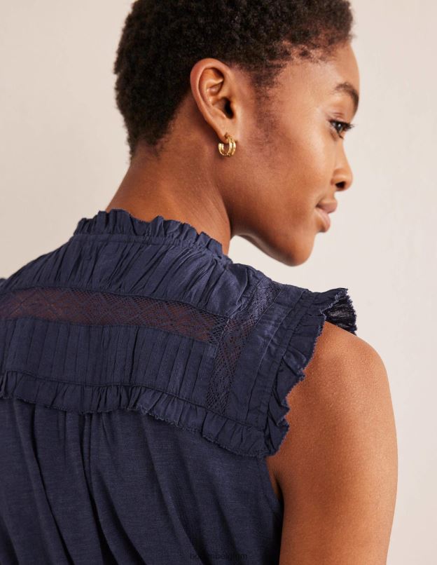 femmes Boden marine chemise en jersey à détail d'empiècement vêtements Z42D01449