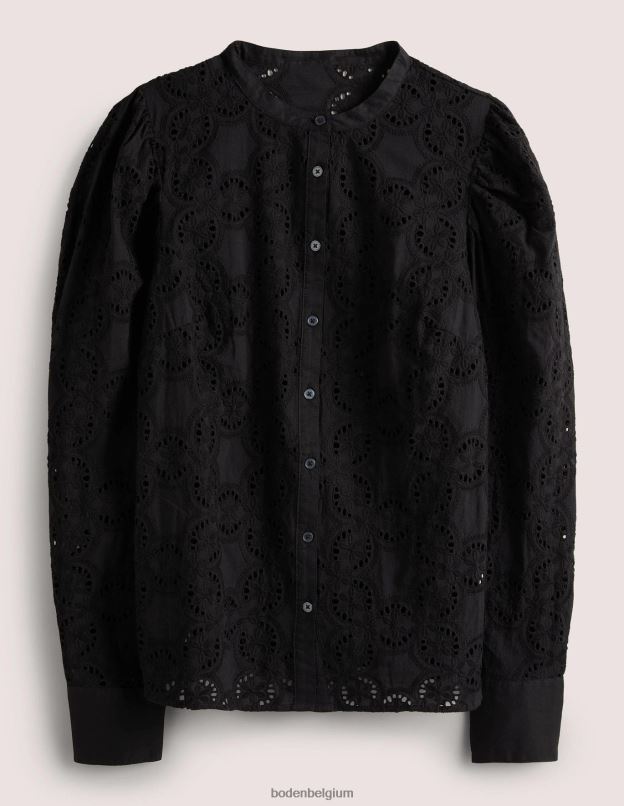 femmes Boden noir blouse brodée à manches en mouton vêtements Z42D02040