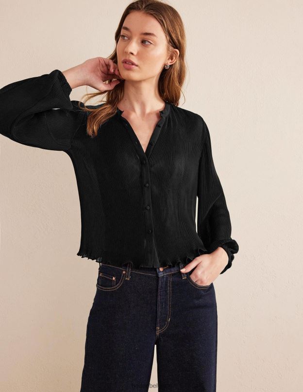 femmes Boden noir blouse plissée vêtements Z42D01389
