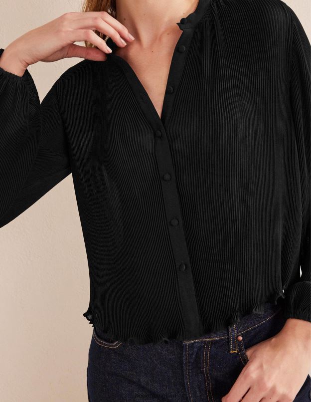 femmes Boden noir blouse plissée vêtements Z42D01389