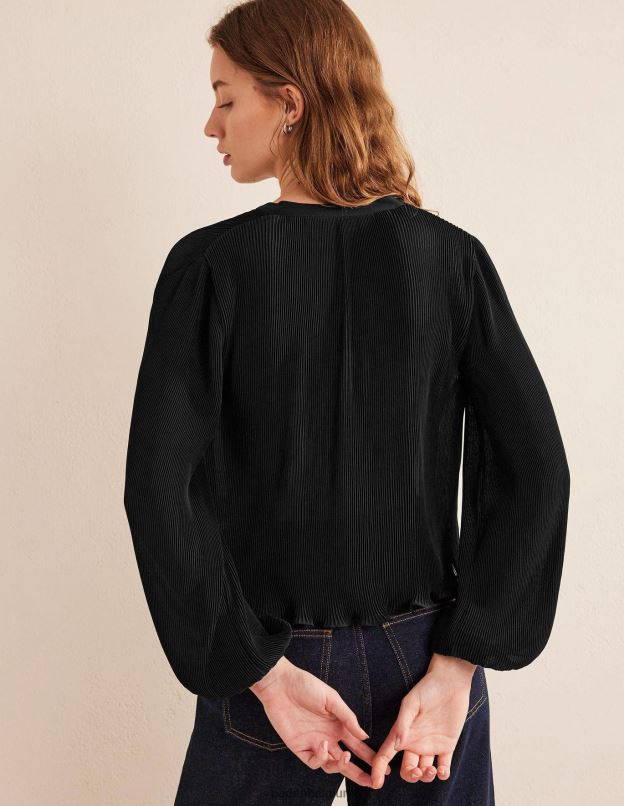 femmes Boden noir blouse plissée vêtements Z42D01389