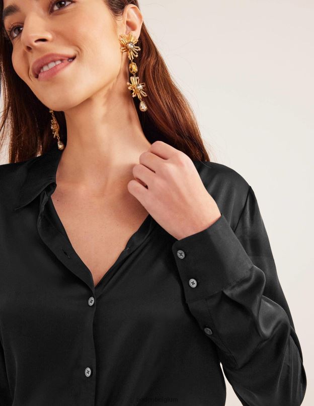 femmes Boden noir chemise décontractée en satin vêtements Z42D01300