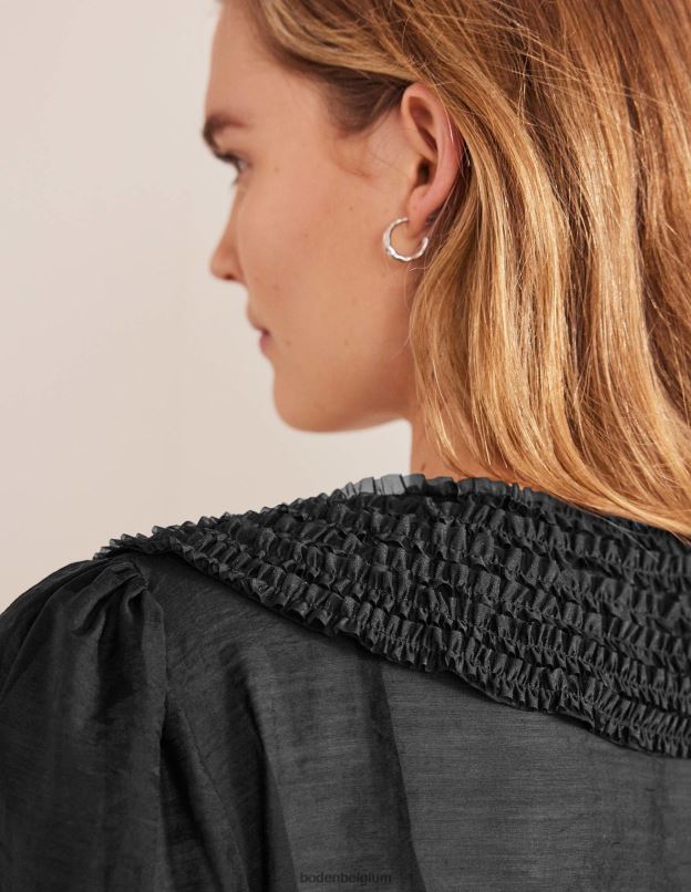 femmes Boden noir chemise en organza à volants vêtements Z42D01077