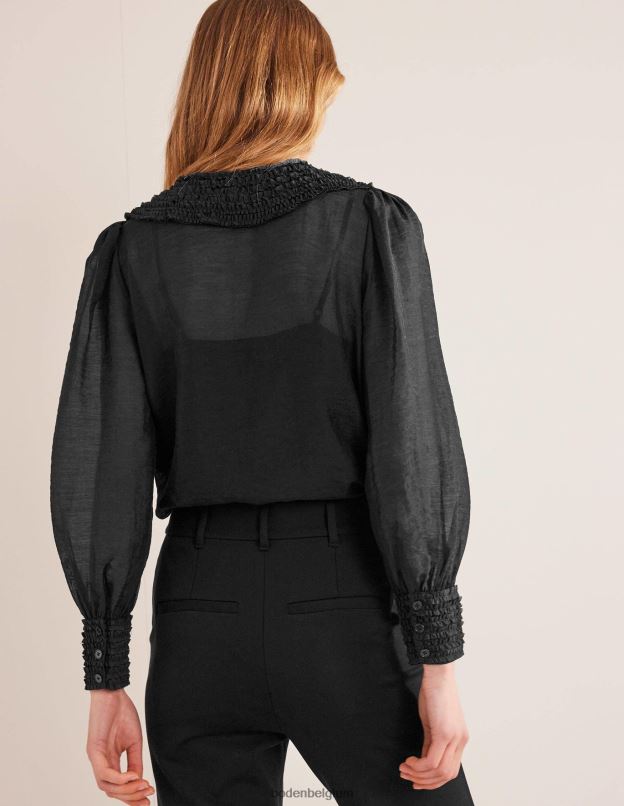 femmes Boden noir chemise en organza à volants vêtements Z42D01077