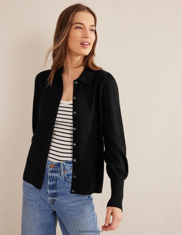 femmes Boden noir chemise à revers en laine mérinos vêtements Z42D01753