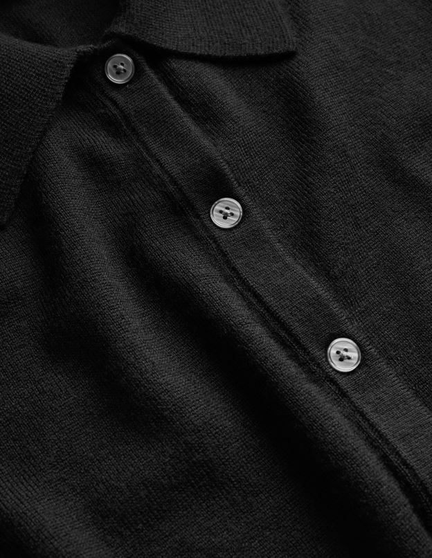 femmes Boden noir chemise à revers en laine mérinos vêtements Z42D01753