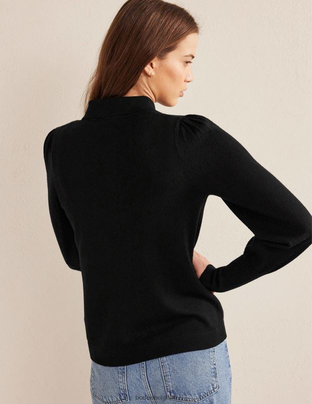 femmes Boden noir chemise à revers en laine mérinos vêtements Z42D01753