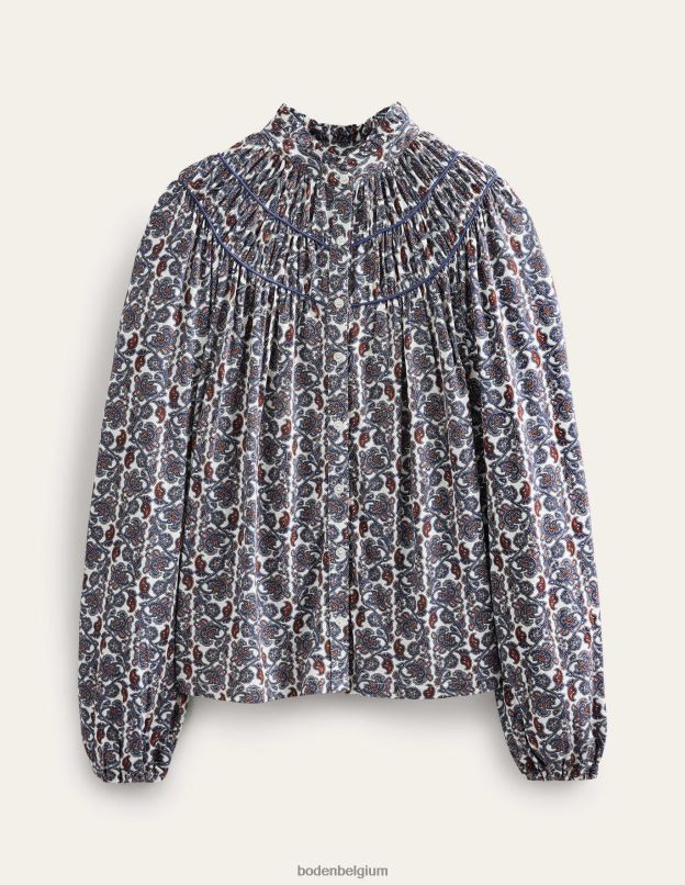 femmes Boden ombre nocturne et bloc cachemire chemise en jersey à empiècement froncé vêtements Z42D01392