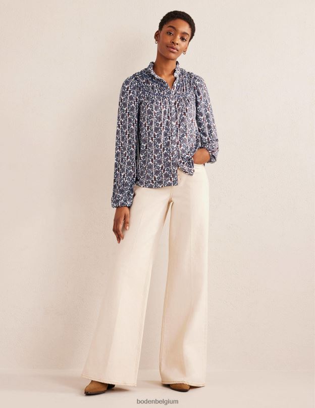 femmes Boden ombre nocturne et bloc cachemire chemise en jersey à empiècement froncé vêtements Z42D01392