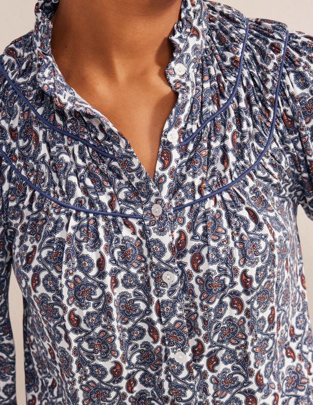 femmes Boden ombre nocturne et bloc cachemire chemise en jersey à empiècement froncé vêtements Z42D01392