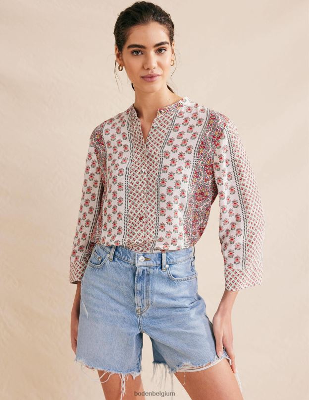 femmes Boden rose et fleur délicate blouse décontractée à manches larges vêtements Z42D0990