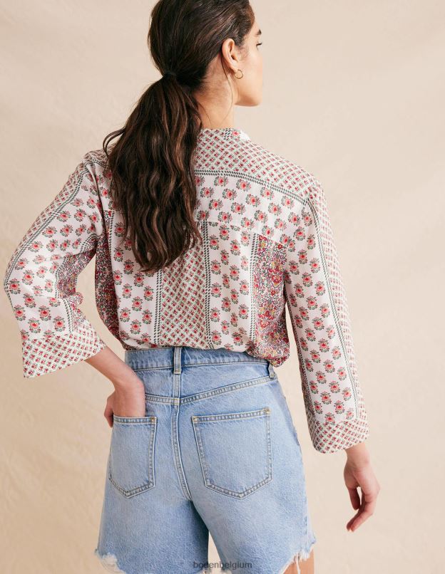 femmes Boden rose et fleur délicate blouse décontractée à manches larges vêtements Z42D0990