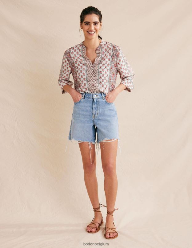 femmes Boden rose et fleur délicate blouse décontractée à manches larges vêtements Z42D0990