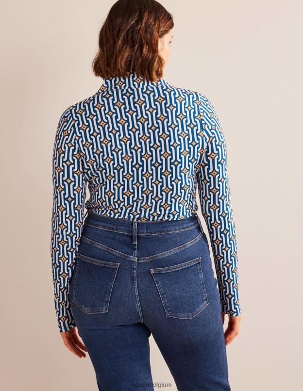 femmes Boden saphir et géo azur chemise en jersey imprimé vêtements Z42D01485