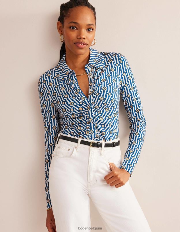 femmes Boden saphir et géo azur chemise en jersey imprimé vêtements Z42D01485