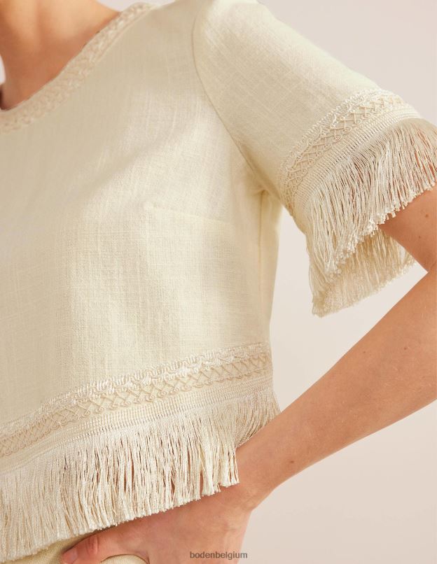 femmes Boden Ivoire haut à franges vêtements Z42D01356