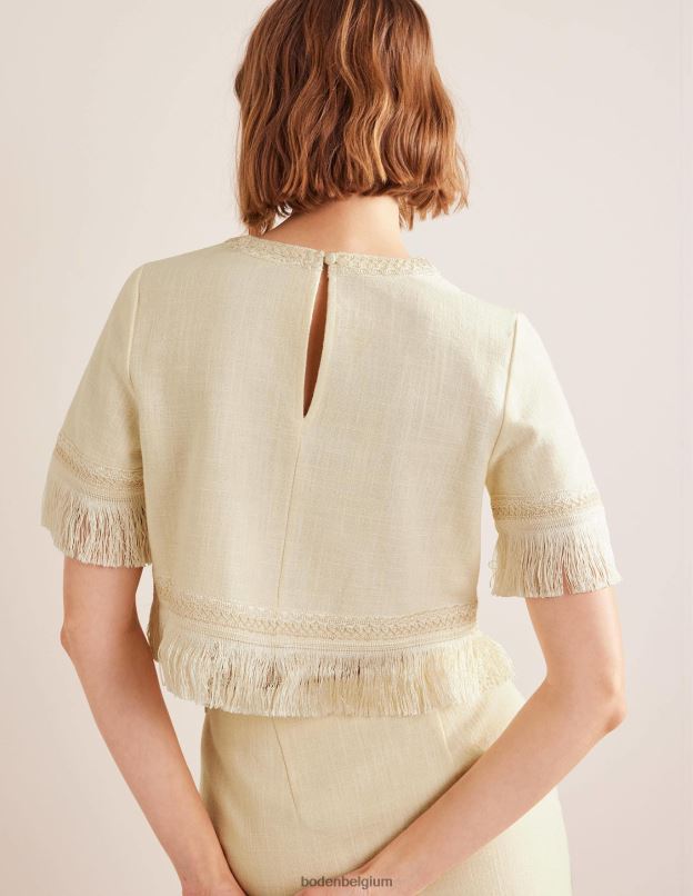 femmes Boden Ivoire haut à franges vêtements Z42D01356
