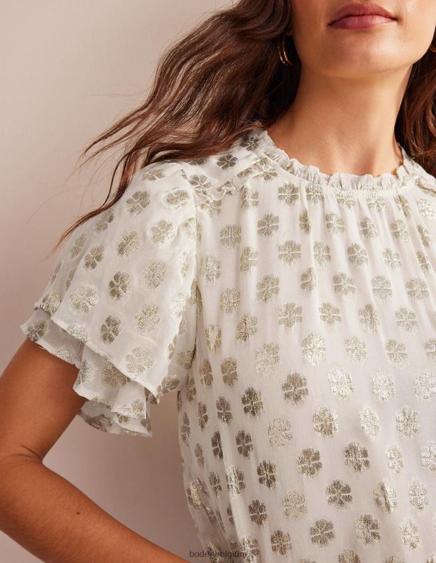 femmes Boden Ivoire haut à volants multiples vêtements Z42D01305