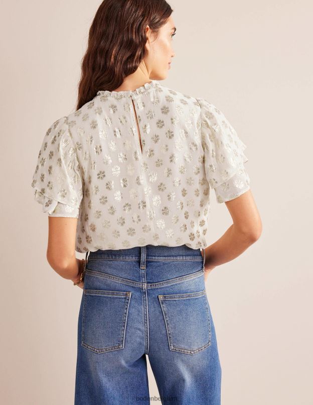 femmes Boden Ivoire haut à volants multiples vêtements Z42D01305