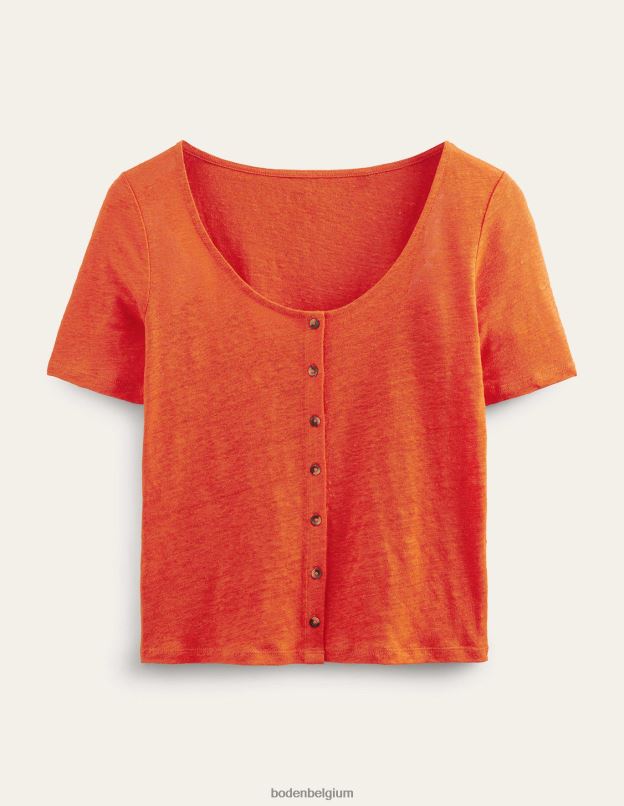 femmes Boden Orange sanguine t-shirt en lin à encolure dégagée vêtements Z42D02275