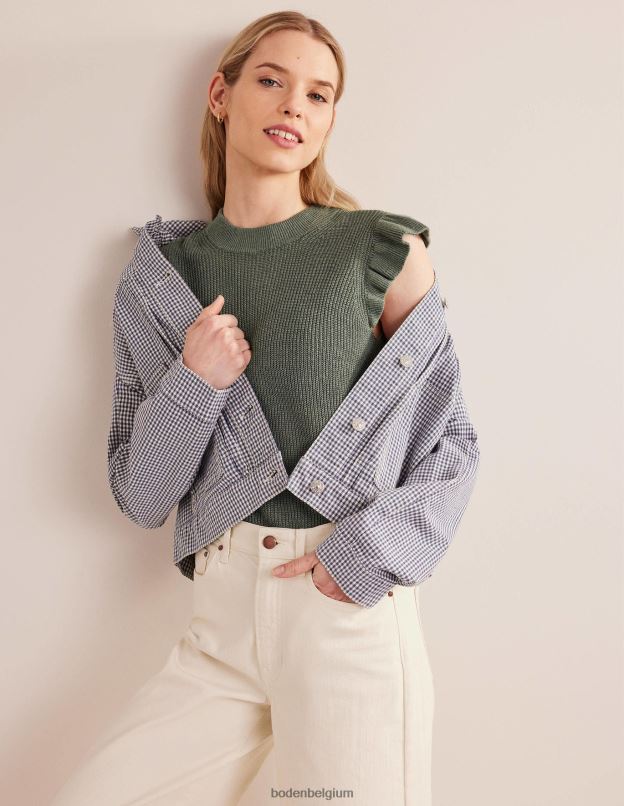 femmes Boden aulne gilet en lin côtelé à volants vêtements Z42D01647