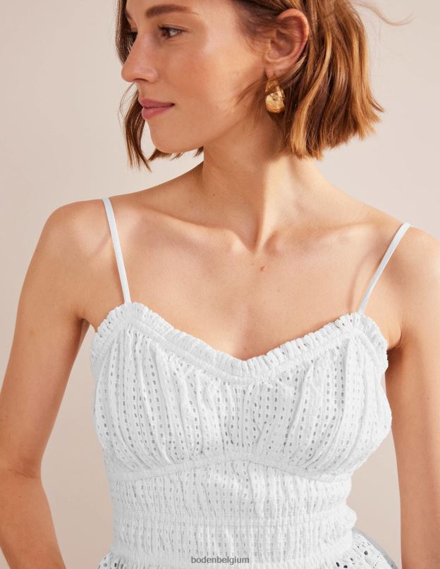 femmes Boden blanc caraco à détail froncé vêtements Z42D01132