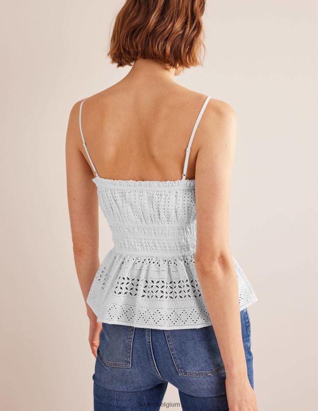 femmes Boden blanc caraco à détail froncé vêtements Z42D01132