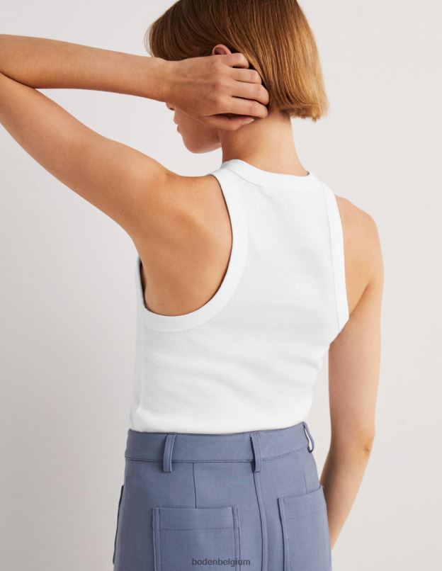 femmes Boden blanc gilet côtelé en coton vêtements Z42D0179