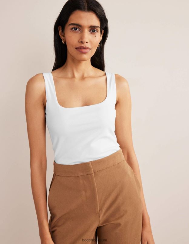 femmes Boden blanc gilet double épaisseur à col carré vêtements Z42D0116