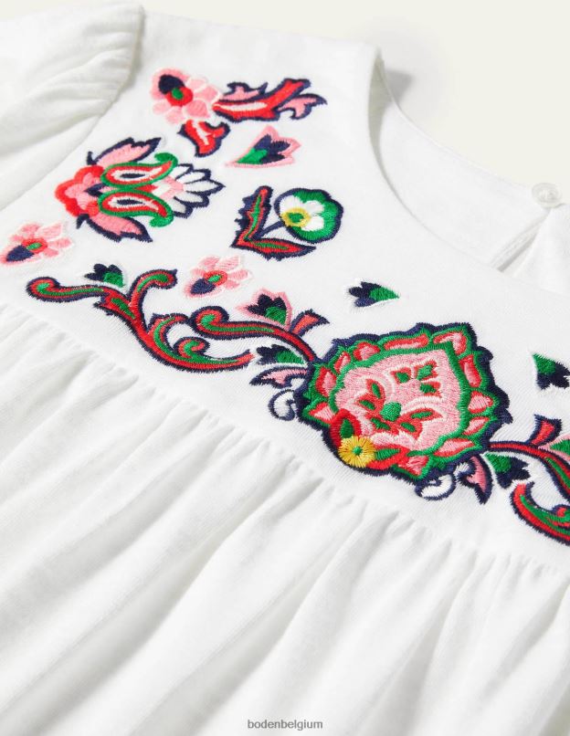 femmes Boden blanc haut blouson en jersey à broderies vêtements Z42D02050