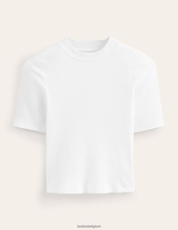 femmes Boden blanc haut côtelé à col montant vêtements Z42D01922