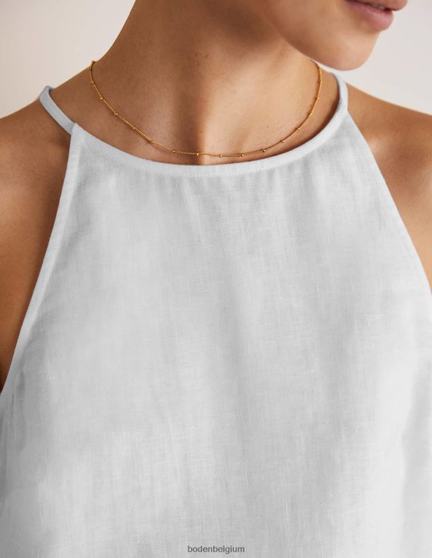 femmes Boden blanc haut dos nu en lin à bretelles vêtements Z42D02414