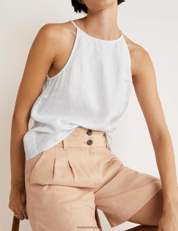 femmes Boden blanc haut dos nu en lin à bretelles vêtements Z42D02414