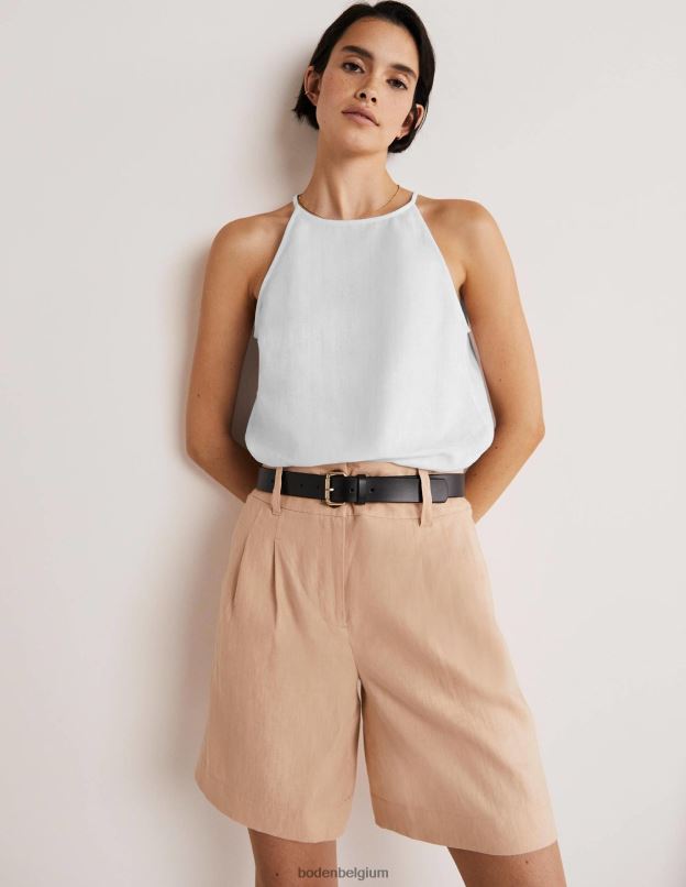 femmes Boden blanc haut dos nu en lin à bretelles vêtements Z42D02414