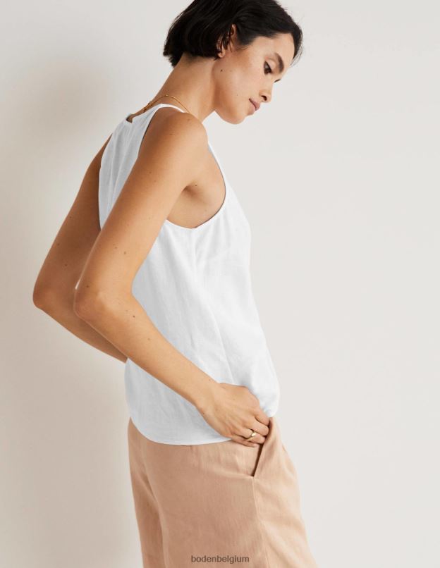 femmes Boden blanc haut dos nu en lin à bretelles vêtements Z42D02414