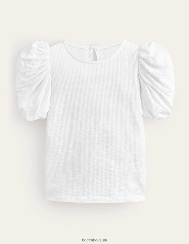 femmes Boden blanc haut en jersey à manches bouffantes vêtements Z42D01239