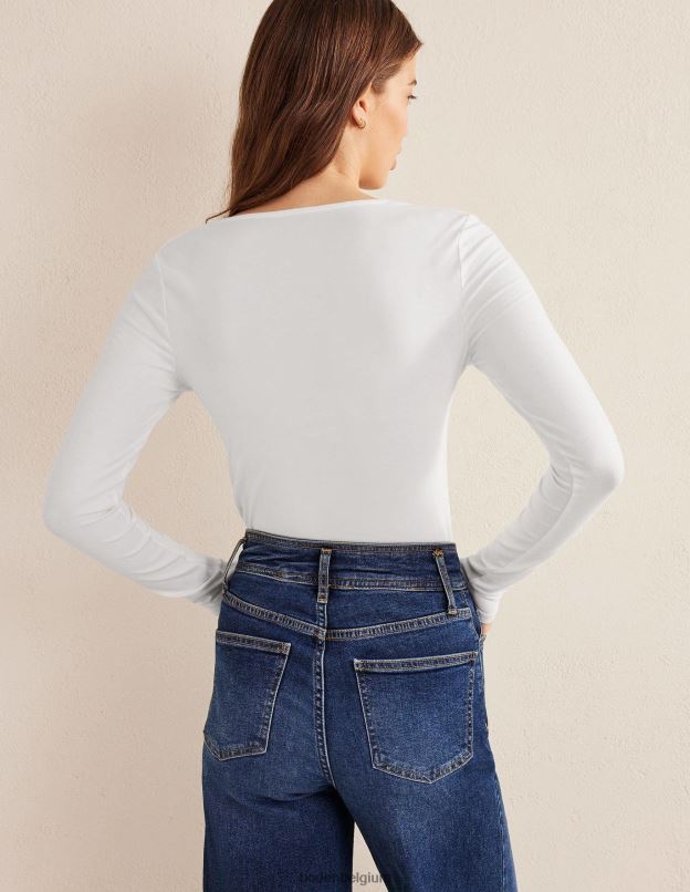 femmes Boden blanc haut à encolure dégagée double épaisseur vêtements Z42D0149