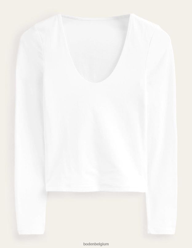 femmes Boden blanc haut à encolure dégagée double épaisseur vêtements Z42D0149