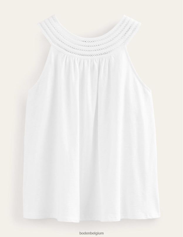 femmes Boden blanc haut fluide en jersey à col montant vêtements Z42D0111