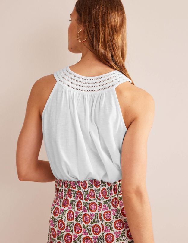 femmes Boden blanc haut fluide en jersey à col montant vêtements Z42D0111