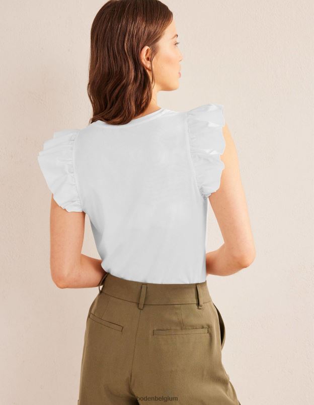 femmes Boden blanc haut mélangé tissé à décolleté dégagé sur le devant vêtements Z42D02206