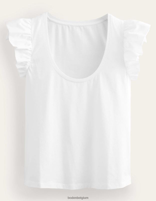 femmes Boden blanc haut mélangé tissé à décolleté dégagé sur le devant vêtements Z42D02206