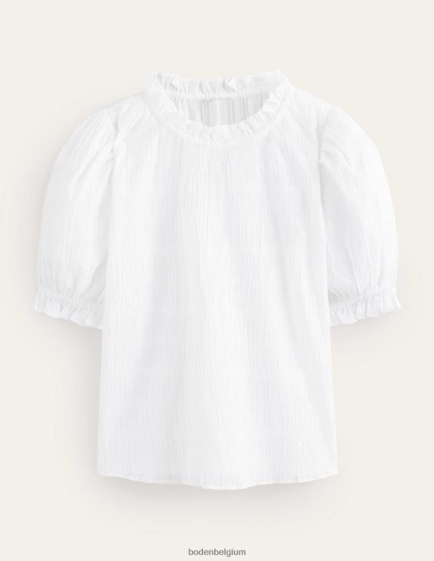 femmes Boden blanc haut texturé ajusté vêtements Z42D01681