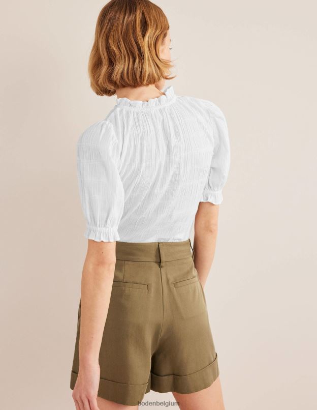 femmes Boden blanc haut texturé ajusté vêtements Z42D01681