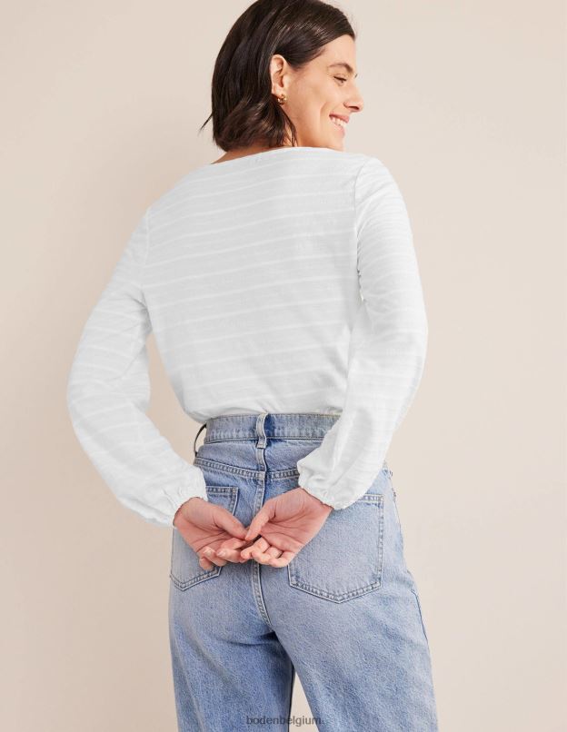 femmes Boden blanc haut texturé à encolure dégagée vêtements Z42D01358