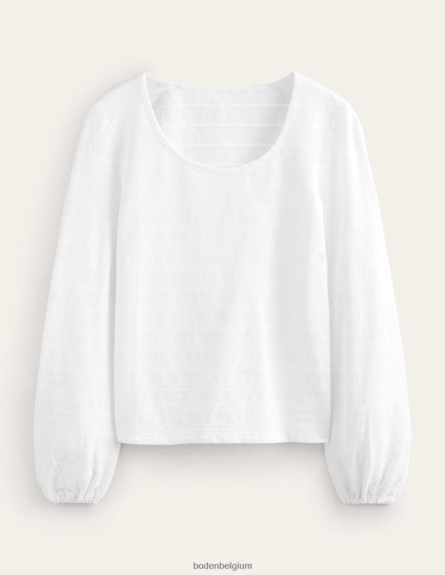 femmes Boden blanc haut texturé à encolure dégagée vêtements Z42D01358