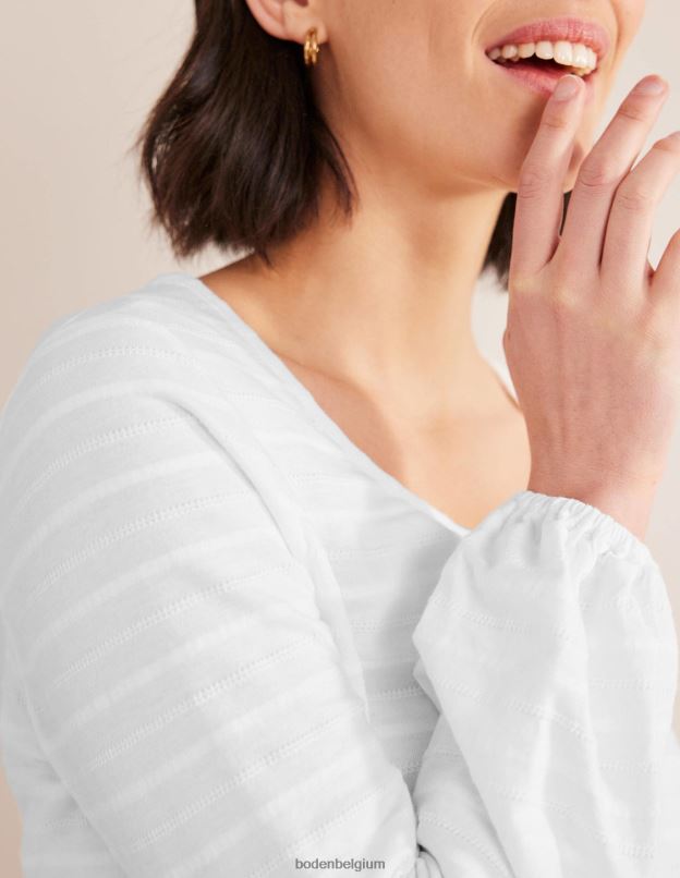 femmes Boden blanc haut texturé à encolure dégagée vêtements Z42D01358